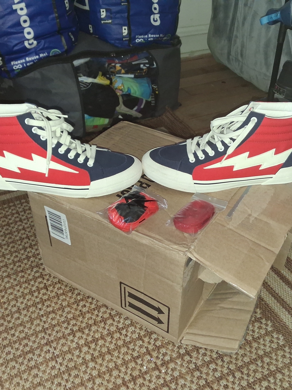 Revenge x Storm Vol. 2 High Top Sneakers - Red/Dark Navy Blue - Men's Size 10